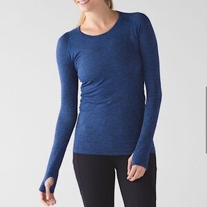 Size 4 heathered blue lululemon swiftly tech